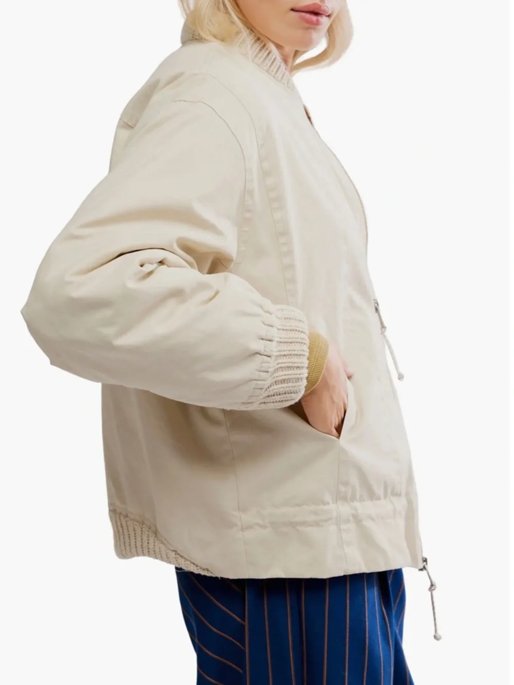 Jax Bomber Jacket SZ  Extra Large Free People NWT Color: Almond Flour